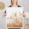 Pampas Grass Wall Art with Seascape Background | Framed poster