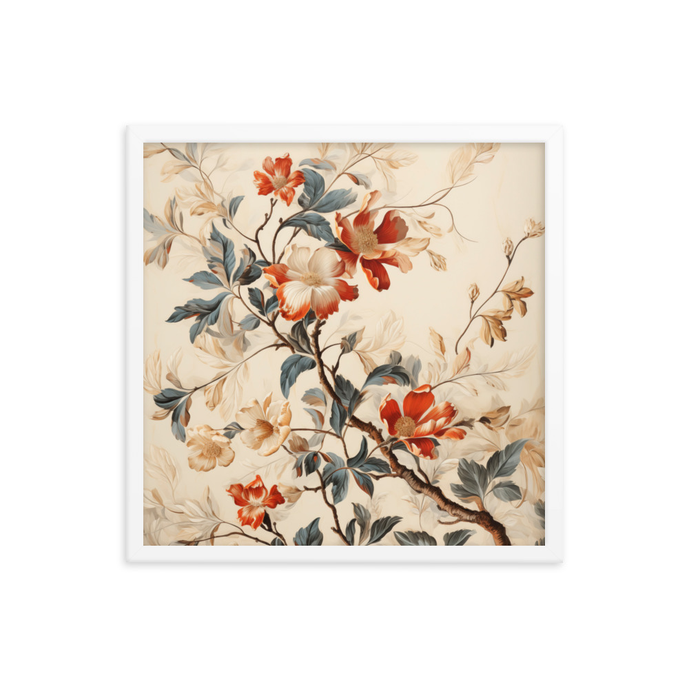 Vintage Floral Motifs with Flowers 03 | Framed Poster