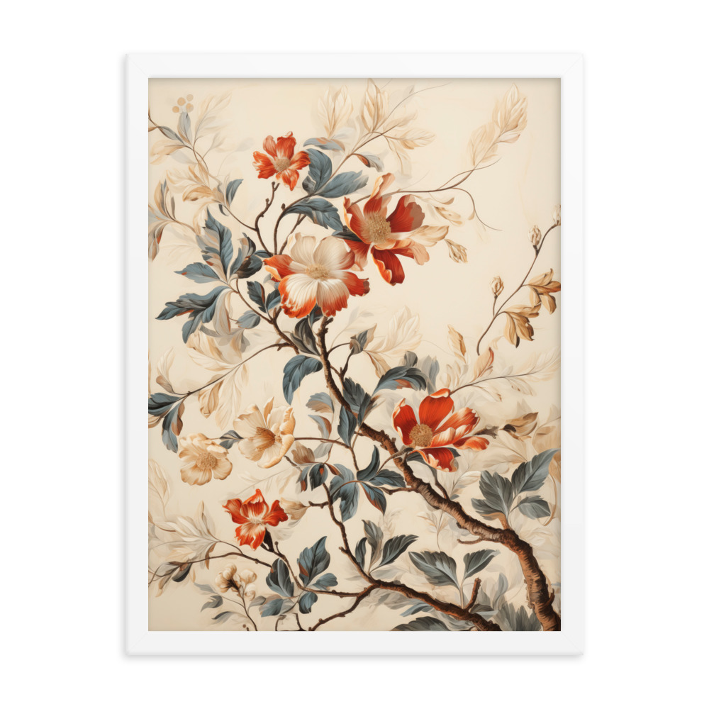 Vintage Floral Motifs with Flowers 03 | Framed Poster