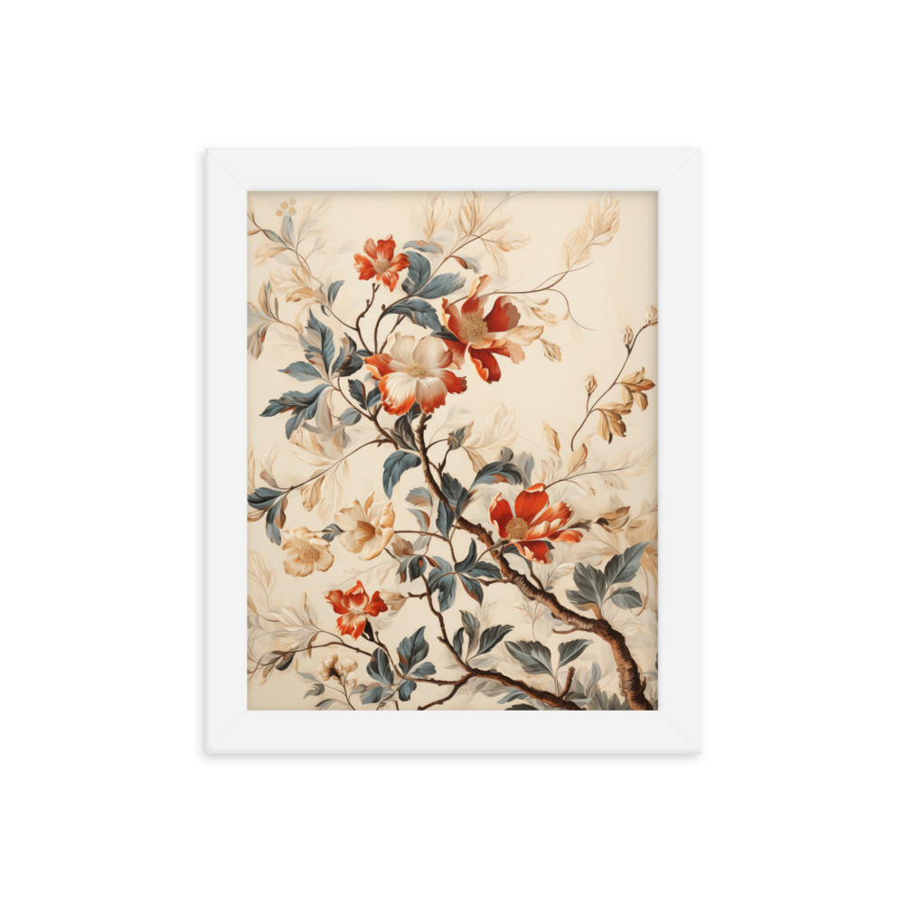 Vintage Floral Motifs with Flowers 03 | Framed Poster