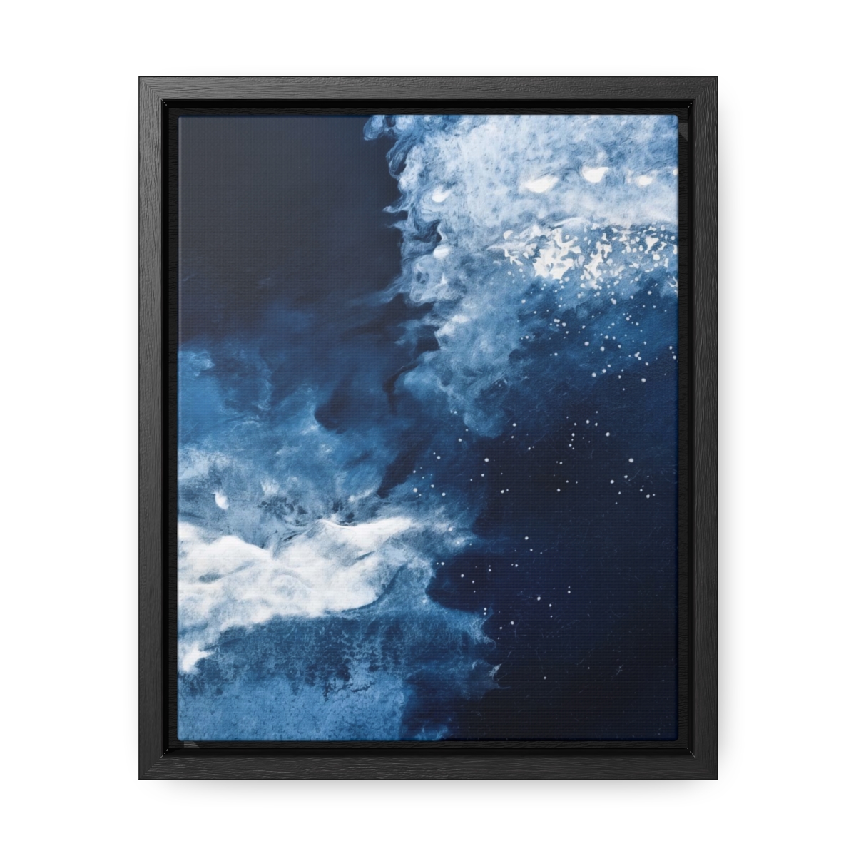 Icy Currents Blue Abstract Art | Framed Gallery Canvas Wrap