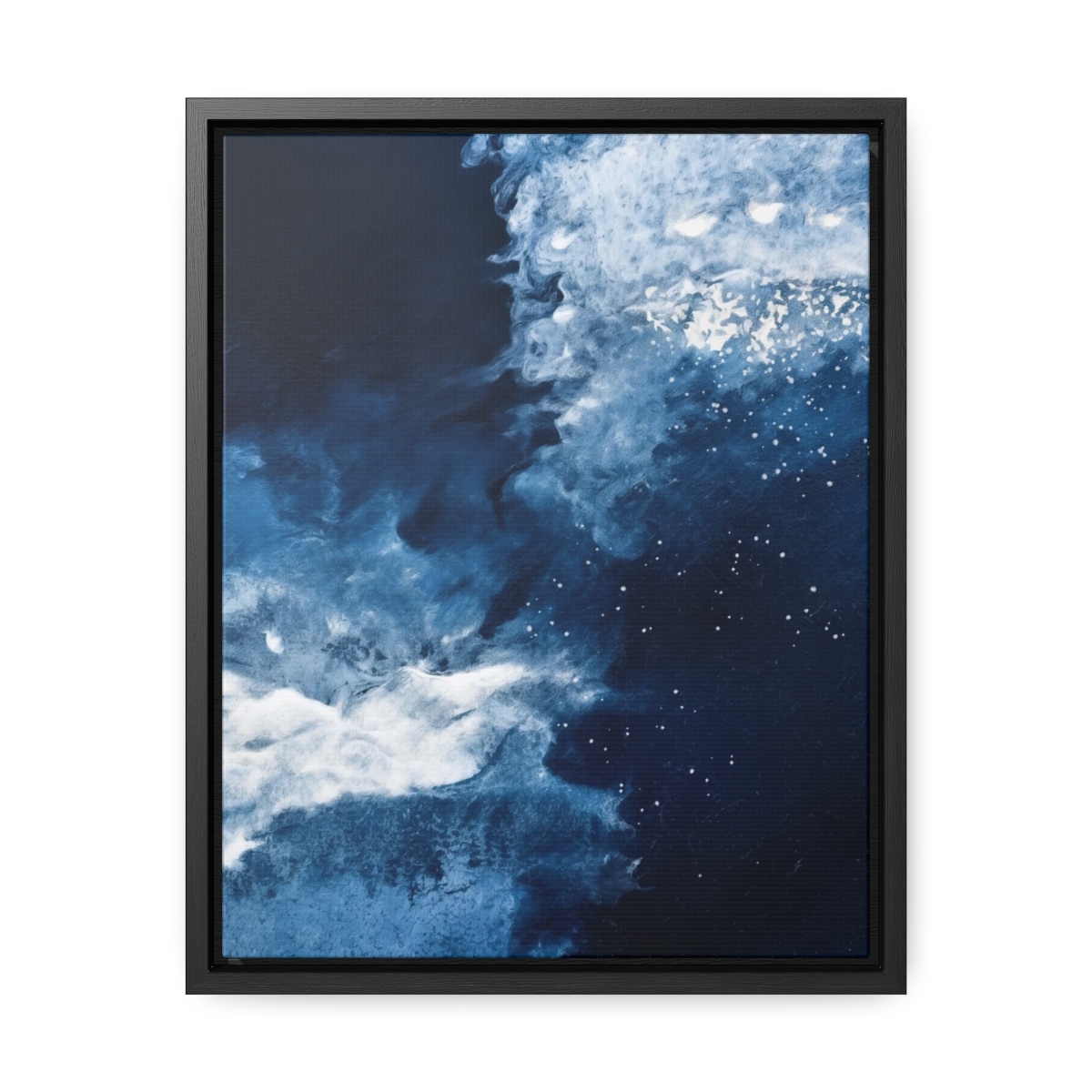 Icy Currents Blue Abstract Art | Framed Gallery Canvas Wrap