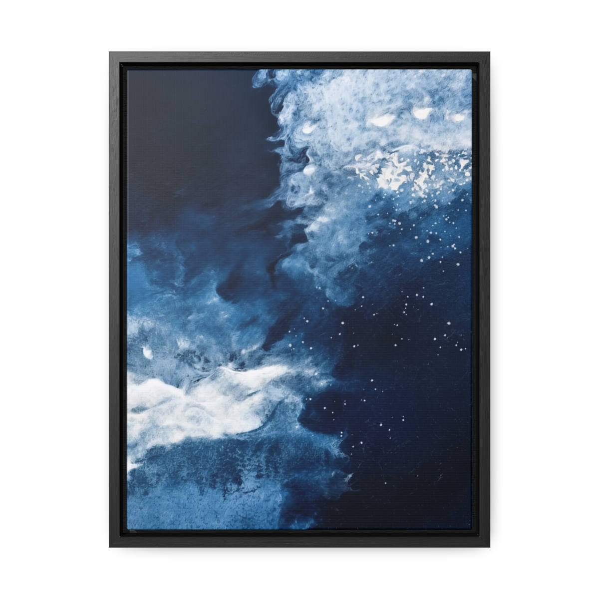 Icy Currents Blue Abstract Art | Framed Gallery Canvas Wrap