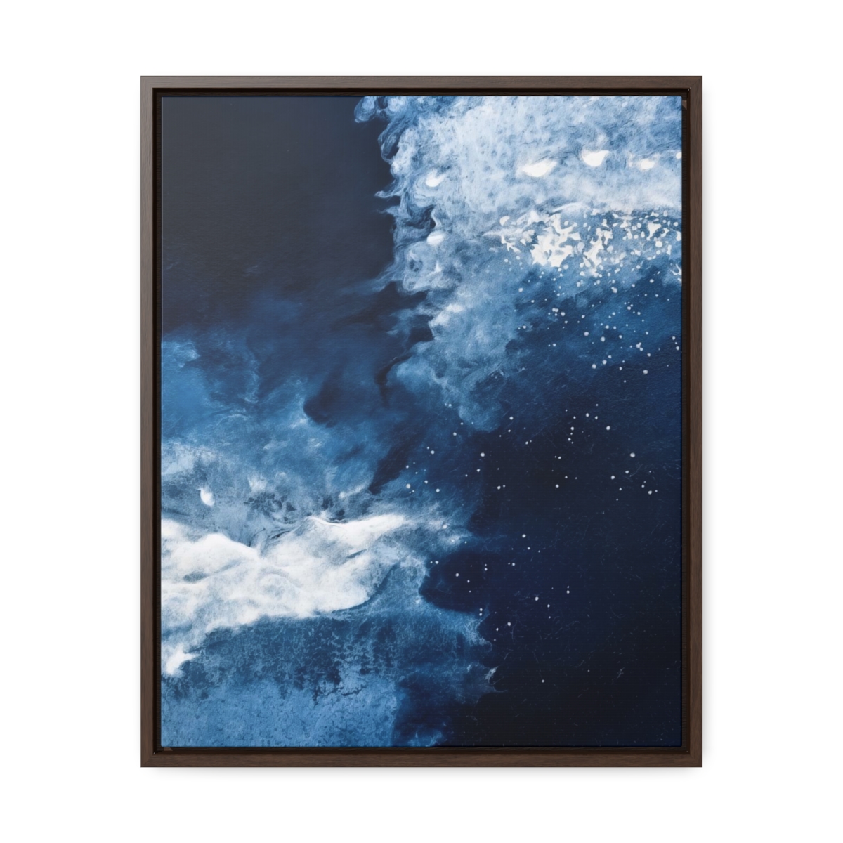 Icy Currents Blue Abstract Art | Framed Gallery Canvas Wrap