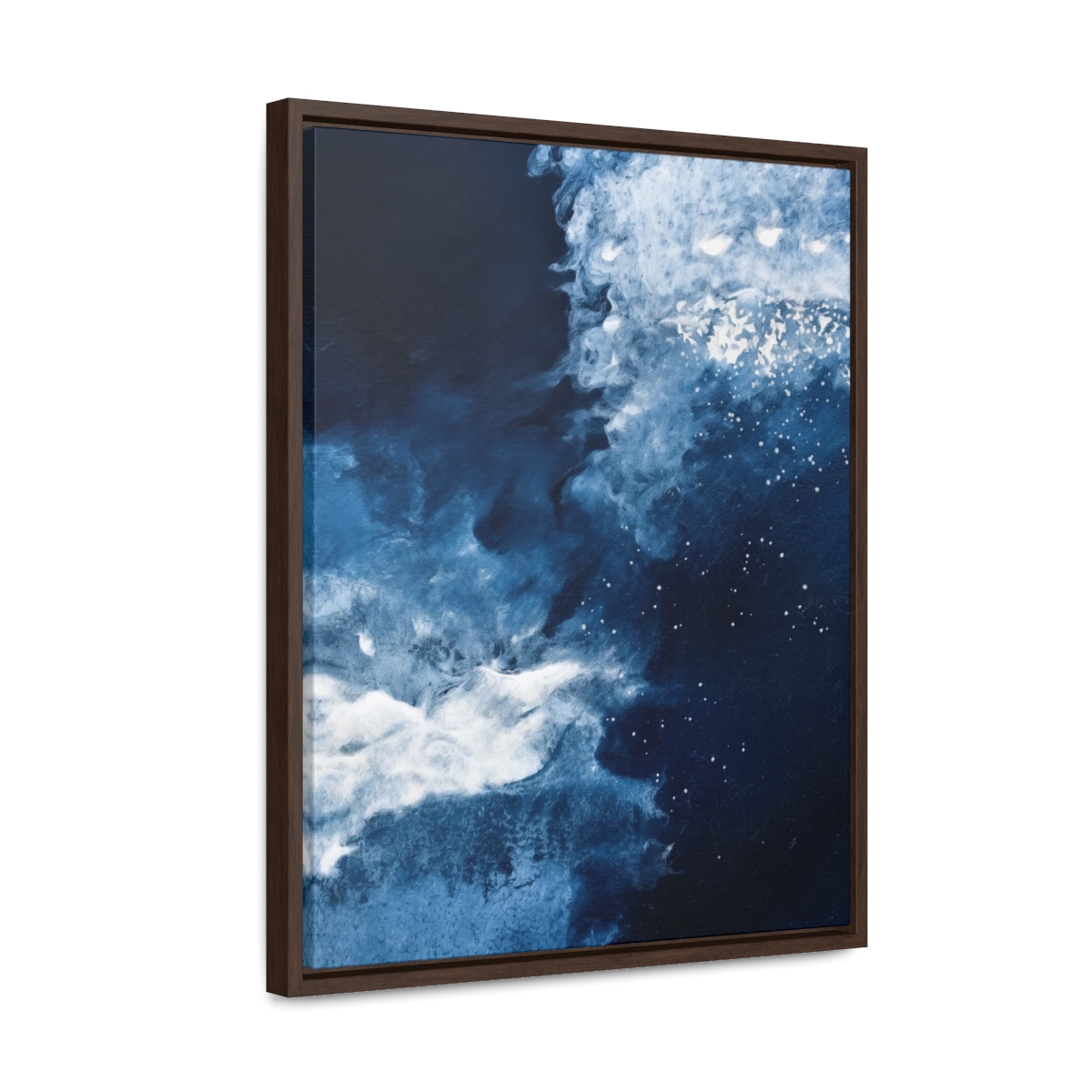 Icy Currents Blue Abstract Art | Framed Gallery Canvas Wrap