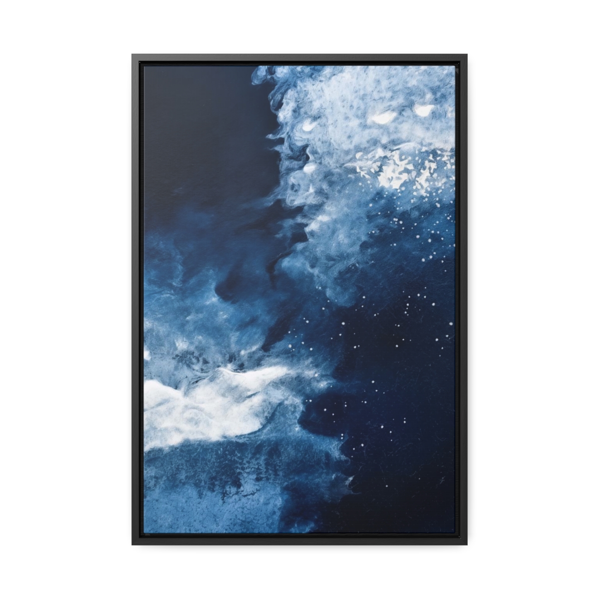 Icy Currents Blue Abstract Art | Framed Gallery Canvas Wrap