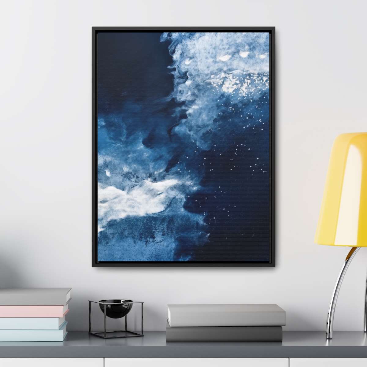 Icy Currents Blue Abstract Art | Framed Gallery Canvas Wrap