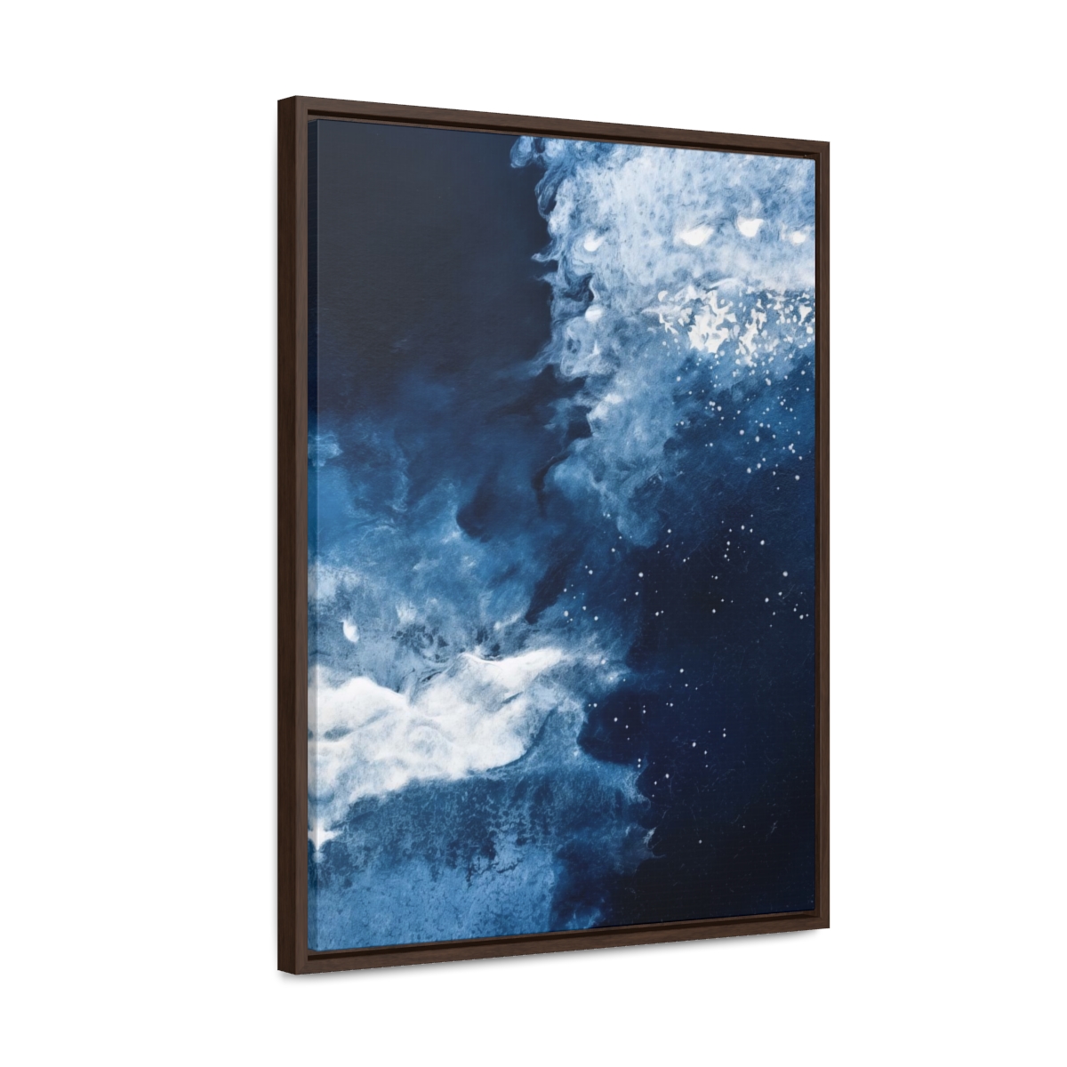 Icy Currents Blue Abstract Art | Framed Gallery Canvas Wrap