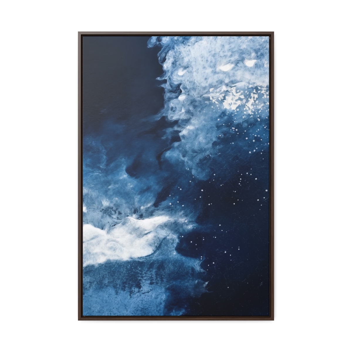Icy Currents Blue Abstract Art | Framed Gallery Canvas Wrap