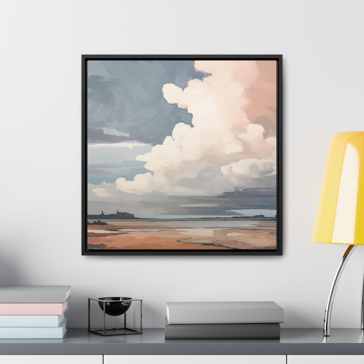 Sunset Clouds Landscape Painting | Framed Gallery Wrapped Canvas