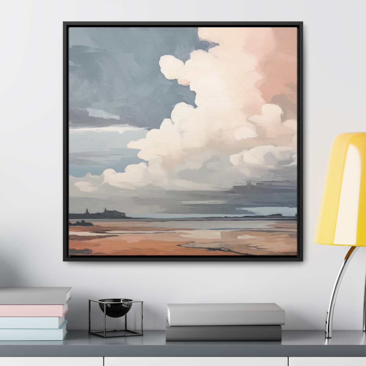 Sunset Clouds Landscape Painting | Framed Gallery Wrapped Canvas
