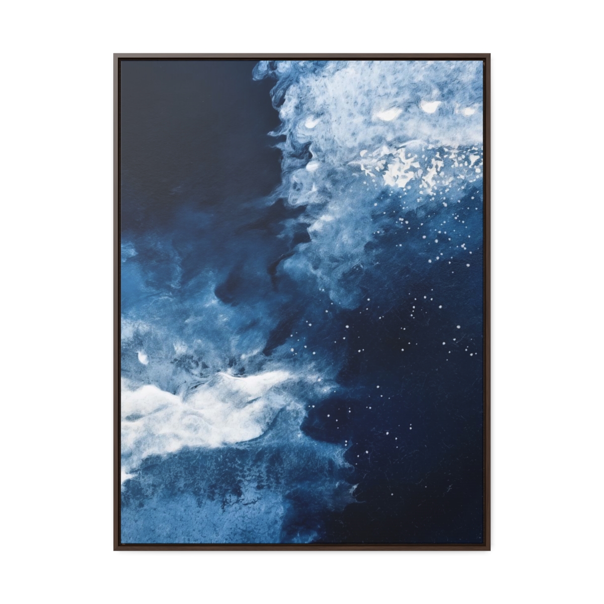 Icy Currents Blue Abstract Art | Framed Gallery Canvas Wrap