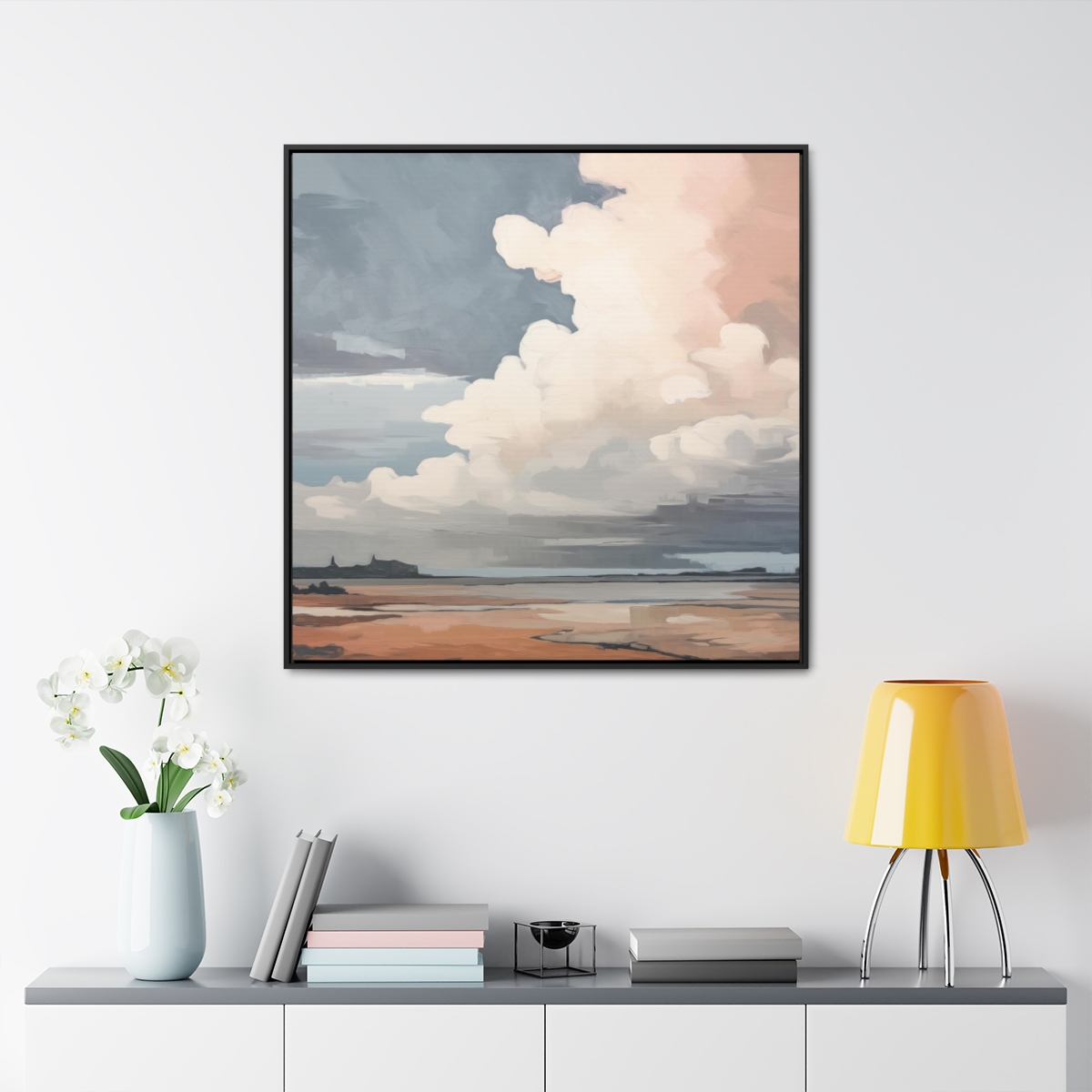 Sunset Clouds Landscape Painting | Framed Gallery Wrapped Canvas