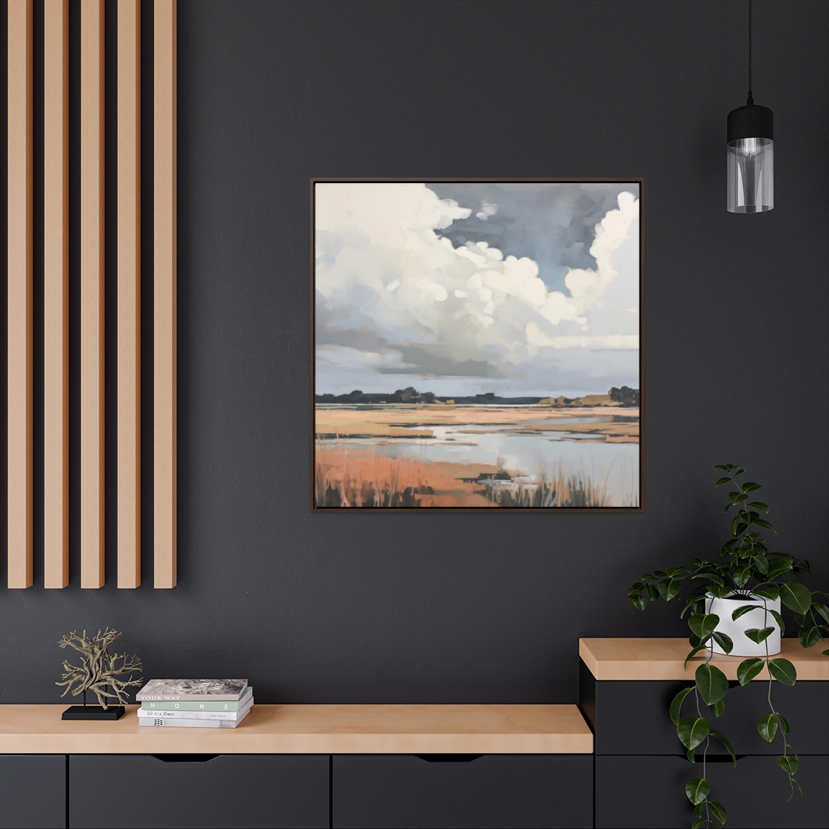 Coastal Sky Landscape Painting | Framed Gallery Wrapped Canvas