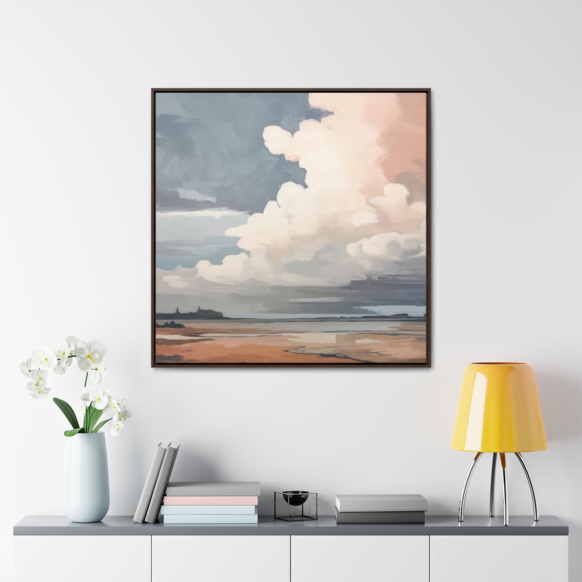 Sunset Clouds Landscape Painting | Framed Gallery Wrapped Canvas