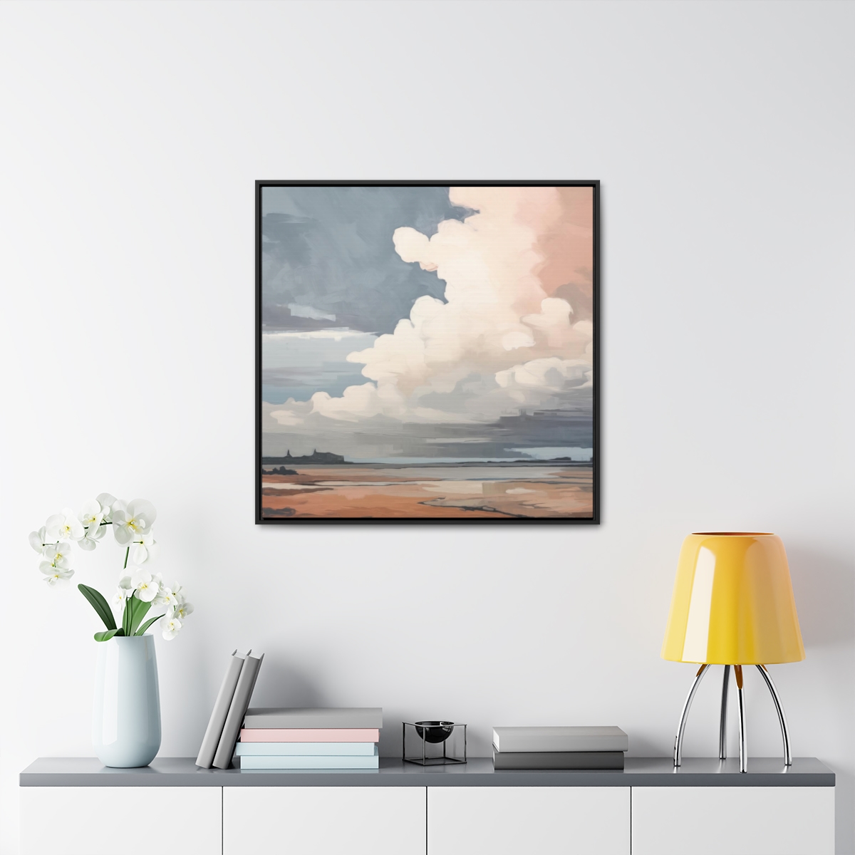 Sunset Clouds Landscape Painting | Framed Gallery Wrapped Canvas