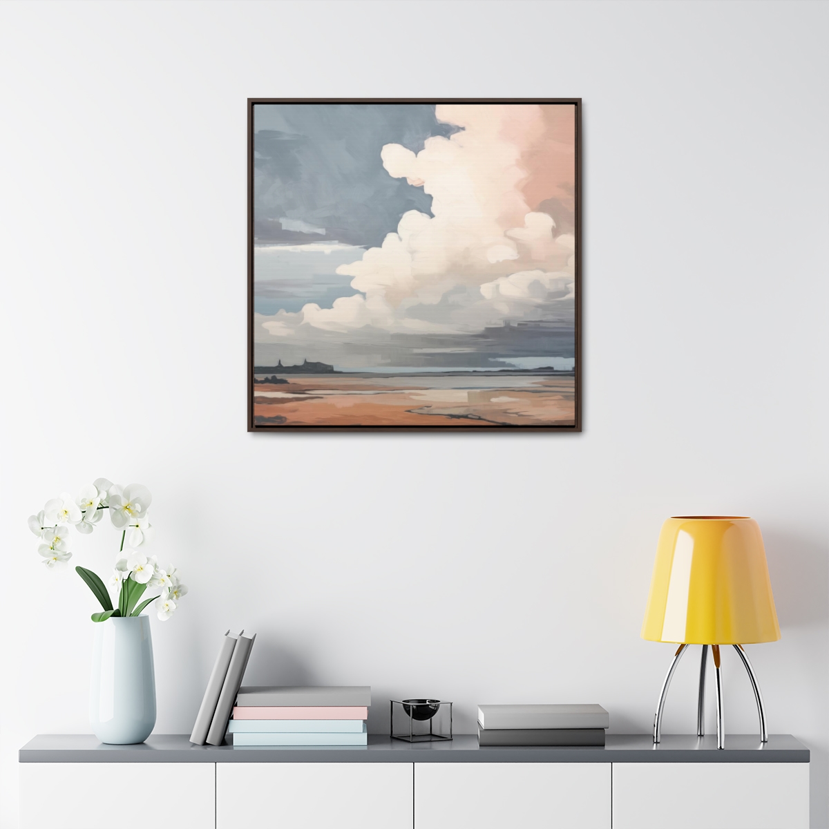 Sunset Clouds Landscape Painting | Framed Gallery Wrapped Canvas