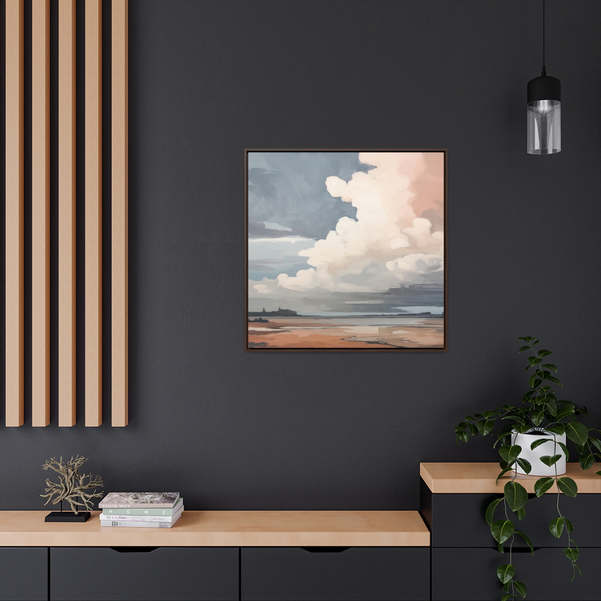 Sunset Clouds Landscape Painting | Framed Gallery Wrapped Canvas