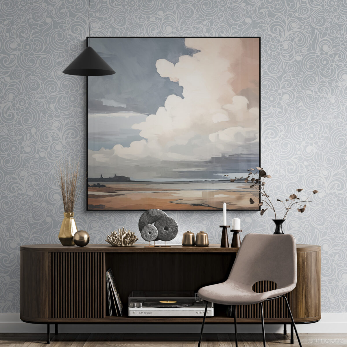 Sunset Clouds Landscape Painting | Framed Gallery Wrapped Canvas
