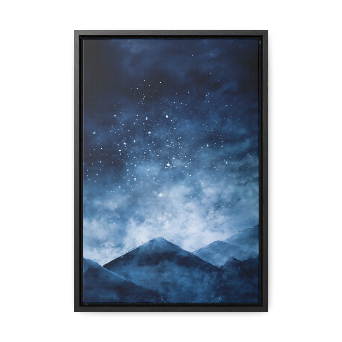 Snowy Mountains Blue Abstract Art | Framed Gallery Wrapped Canvas