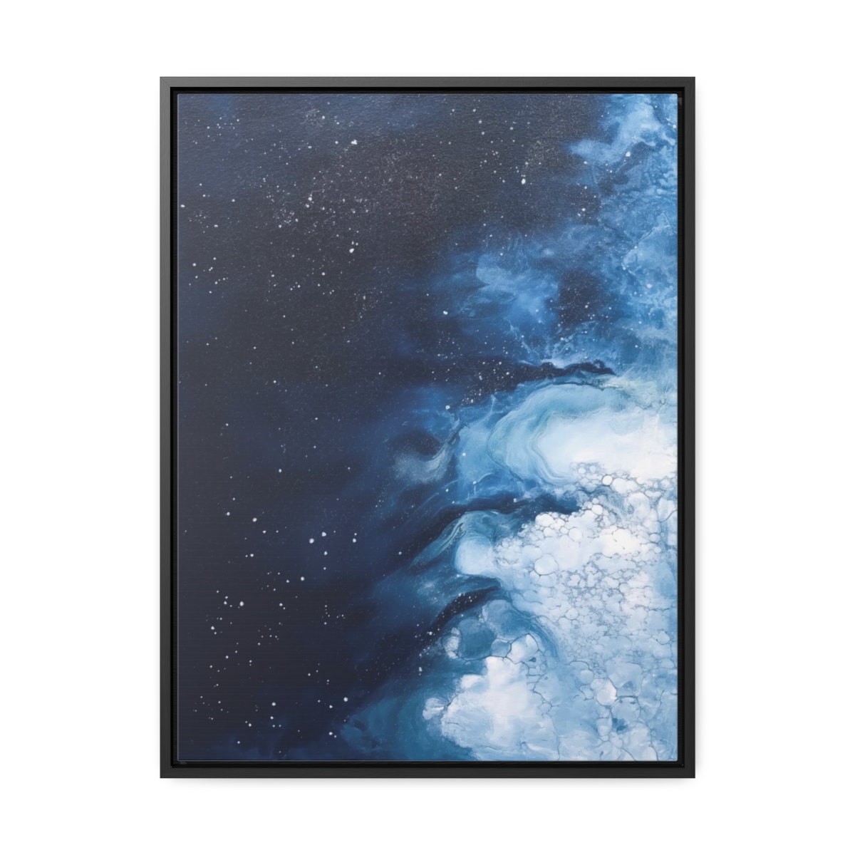 Melting Icebergs Blue Abstract Art | Framed Gallery Wrapped Canvas