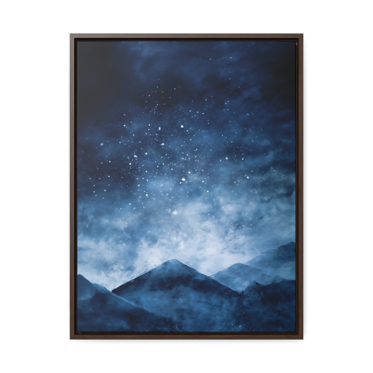 Snowy Mountains Blue Abstract Art | Framed Gallery Wrapped Canvas