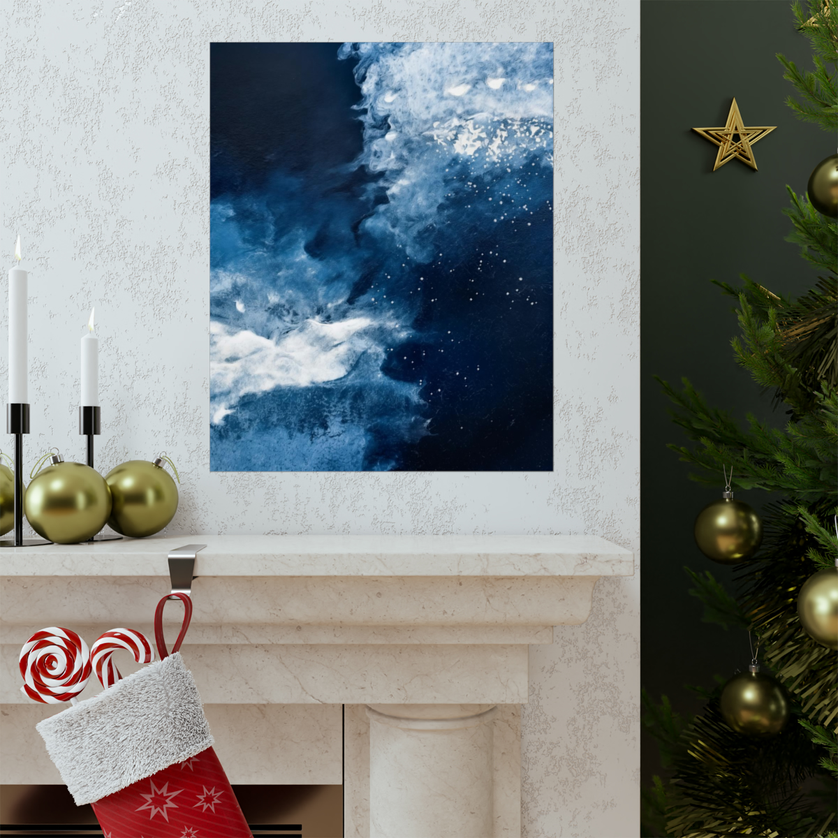 Icy Currents Blue Abstract Art | Matte Poster