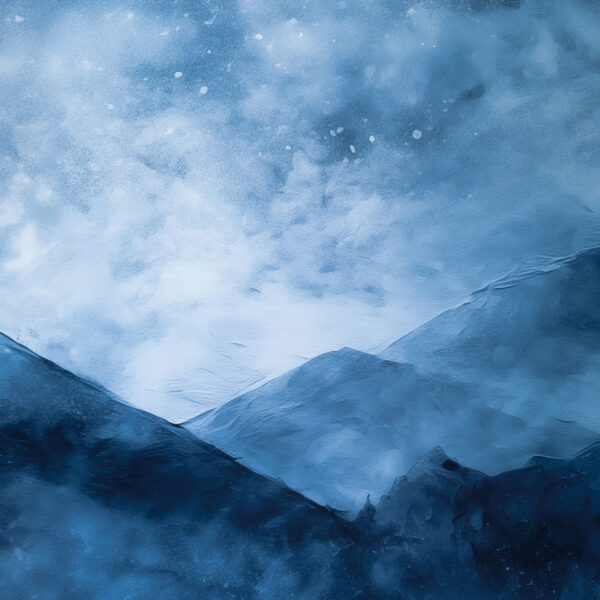 Close up of Frozen Starlight Snowy Mountains - Night Sky and Icy Water Abstract Wall Art