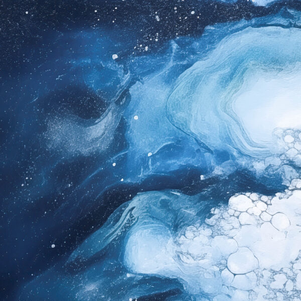 Close up of Frozen Starlight Melting Icebergs - Night Sky and Icy Water Abstract Wall Art