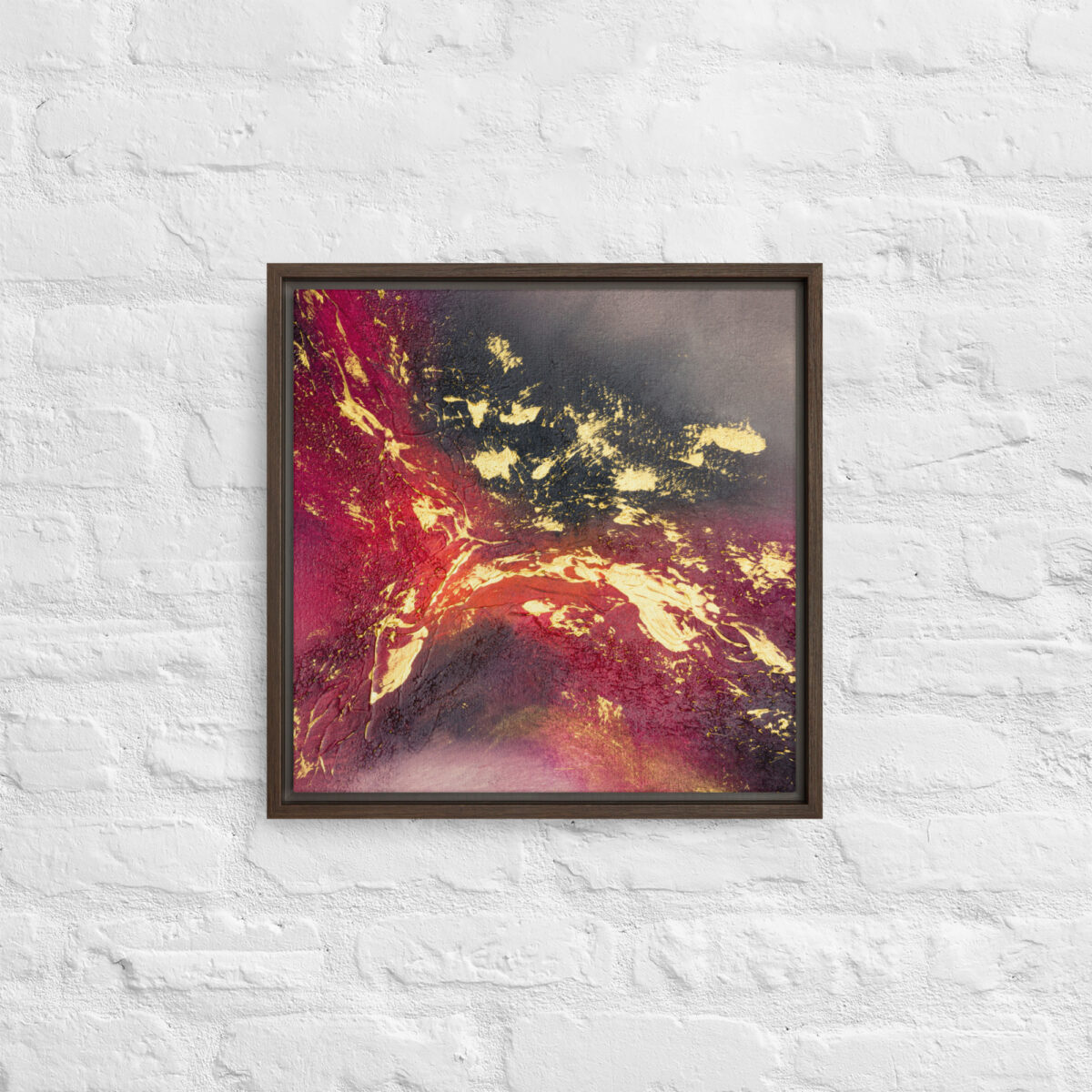 [SOLD] "Crimson Nebula" - Abstract Acrylic Painting | Framed Canvas