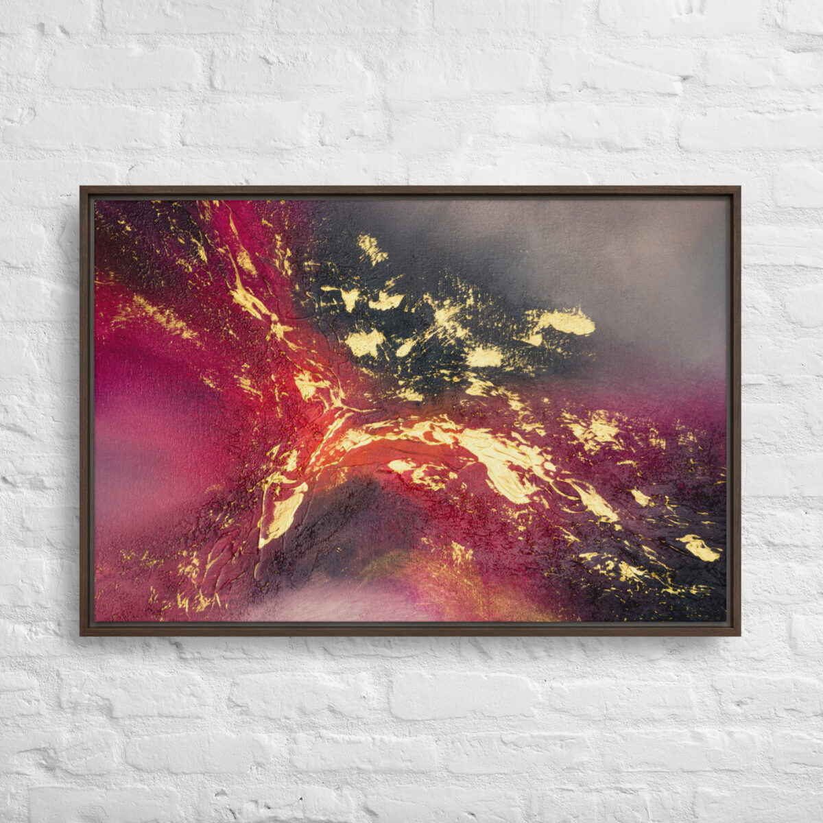 [SOLD] "Crimson Nebula" - Abstract Acrylic Painting | Framed Canvas