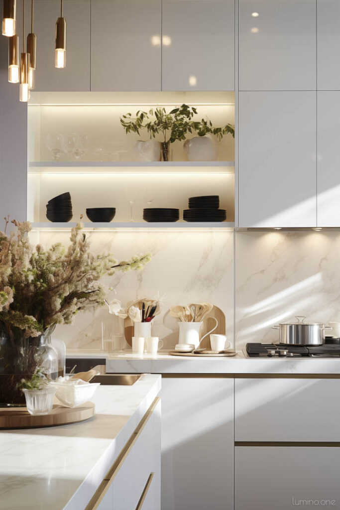 Decor Ideas for Top of Kitchen Cabinets - Organic Modern Style - Modern Simplicity with Monochrome Vessels