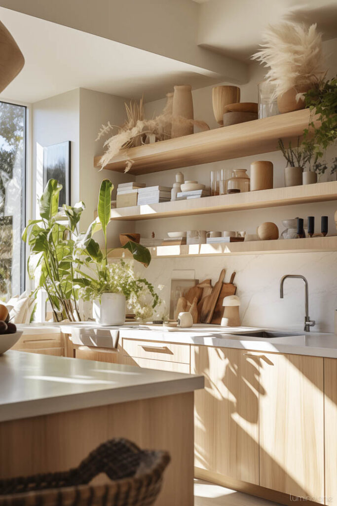 Decor Ideas for Top of Kitchen Cabinets - Organic Modern Style - Organic Textures and Neutral Tones