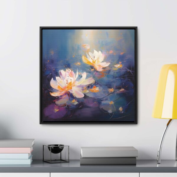 Water Lilies Lotus Flower Pond Moody Purple Painting