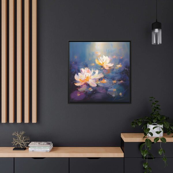 Water Lilies Lotus Flower Pond Moody Purple Painting