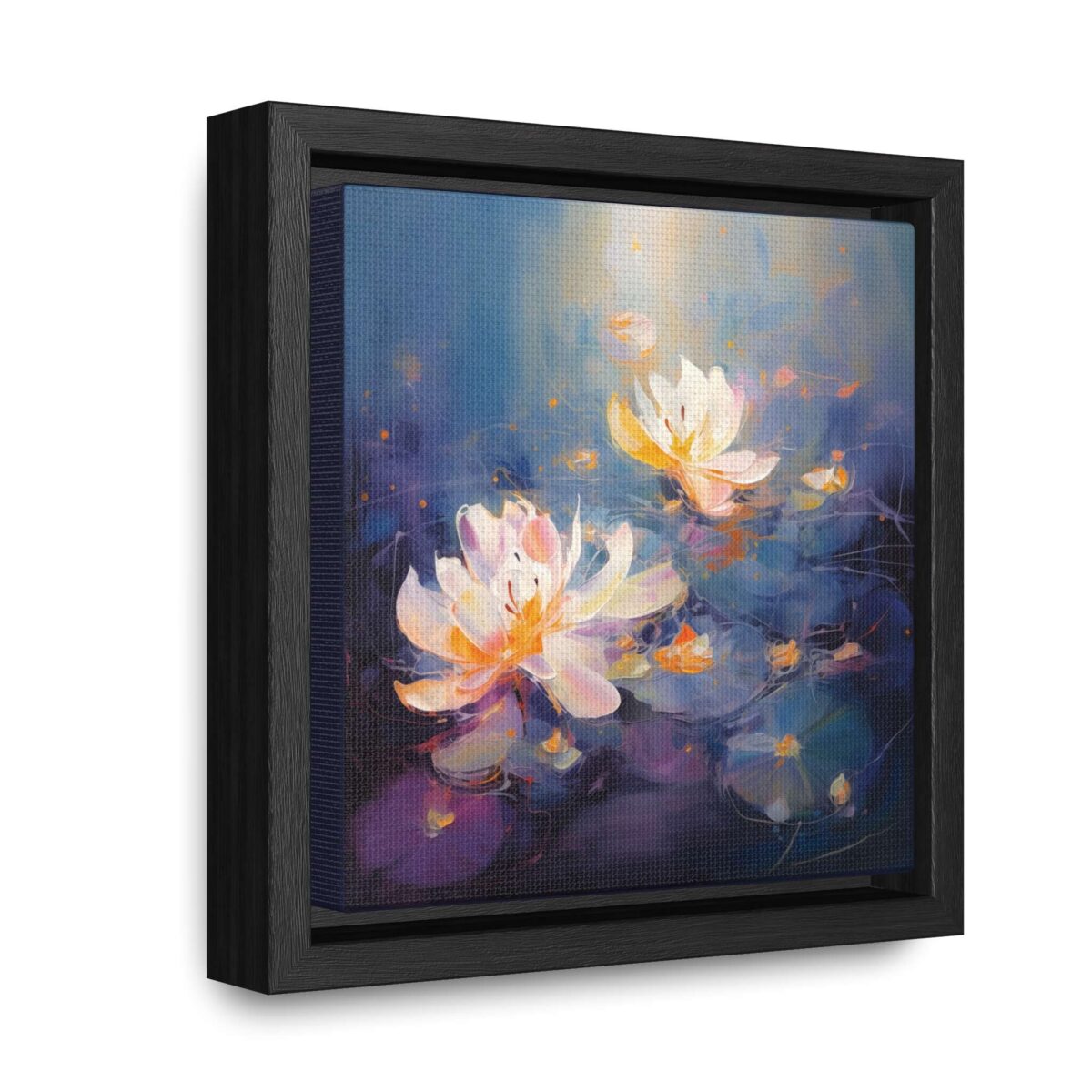 Water Lilies Lotus Flower Pond Moody Purple Painting