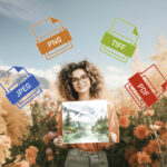 Artist Holding Landscape Artwork with File Formats JPEG PNG TIFF