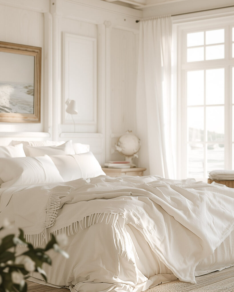 Fresh Crisp White Decor - Summer Bedroom Refresh - Soft Bedding Elegant Room Large Windows