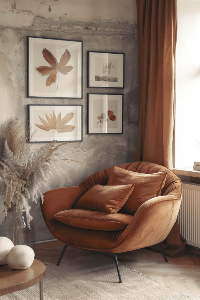 Pressed Leaves and Botanical Prints - Nature-Inspired Fall Gallery Wall Ideas - Cozy Reading Nook Ideas