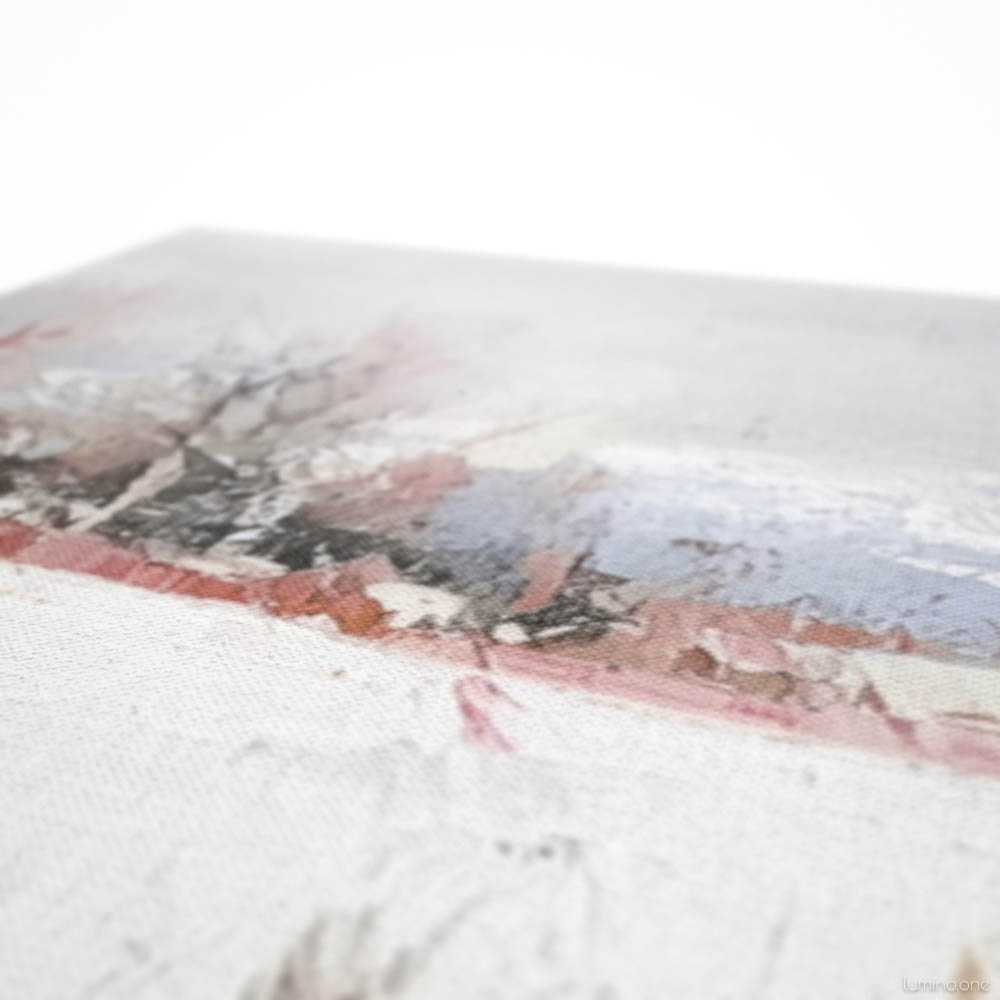 Pink Winter Cowgirl Painting - Gallery Wrap Canvas - Closeup - Hat