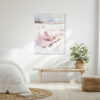 Pink Winter Cowgirl Painting - Gallery Wrap Canvas - Natural Wood Organic Modern Bedroom - Pink Cowboy Hat in Snow