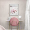Pink Winter Cowgirl Painting in a Pink Coquette Bedroom with Table and Chair - Pink Cowboy Hat in Snow