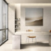 Neutral Minimalist Abstract Landscape Wall Art Earthy Tones - Gallery Wrapped Canvas - Modern Office with Window Views