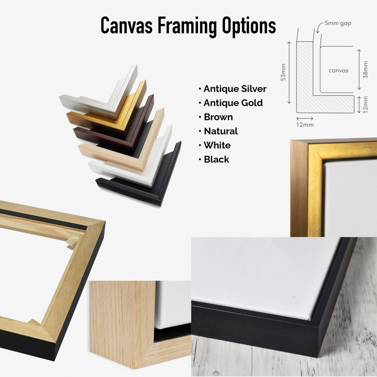 Framing Options for Float Frame Canvas Prints