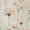 Ethereal cosmos flowers watercolor art print in blush pink and sage green, modern botanical wall decor, delicate floral painting for living room