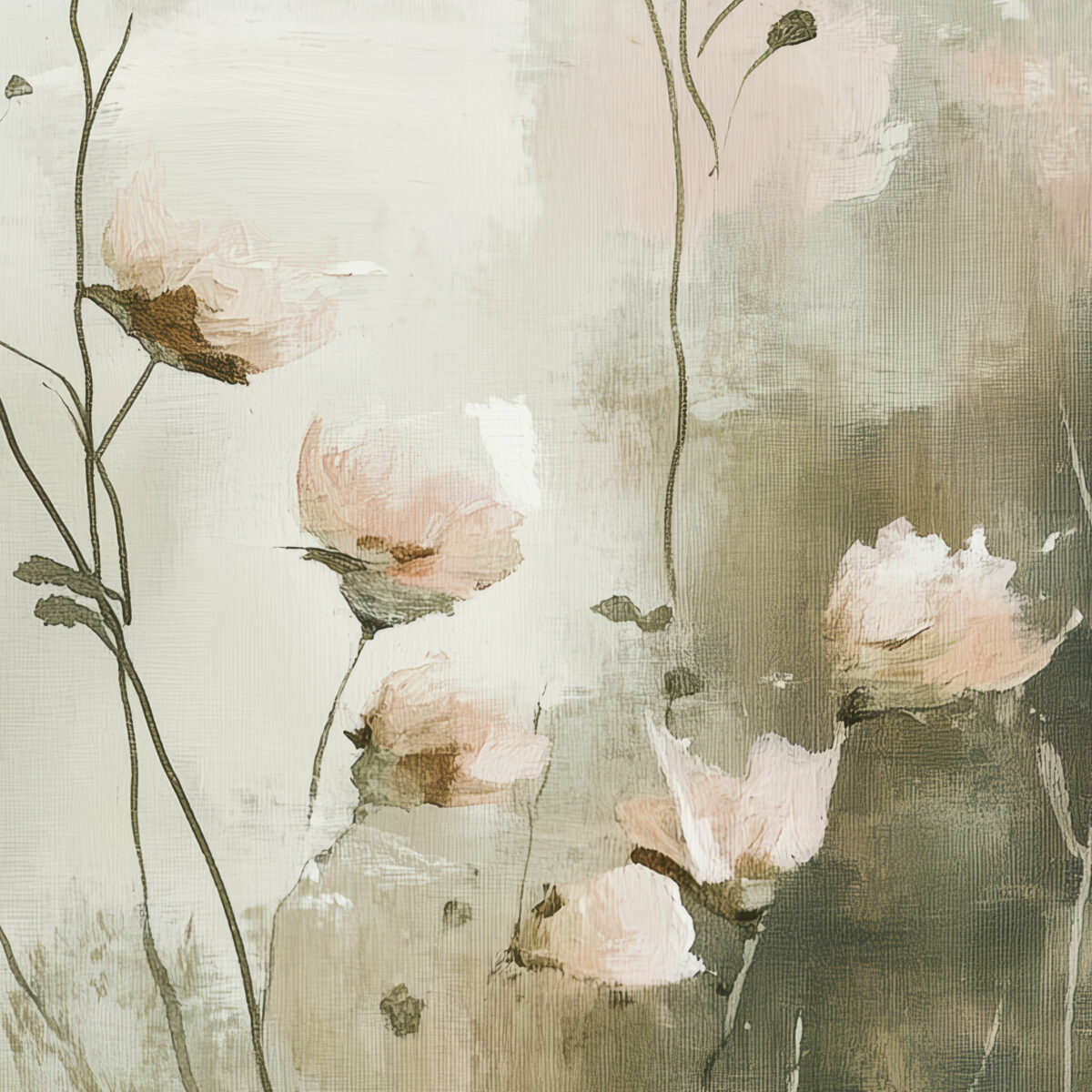 Dreamy Pink Blooms Botanical Print - Serene Floral Wall Art Closeup
