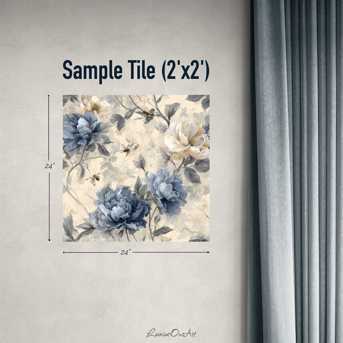 Vintage Blue Peony Toile Wallpaper - Peel and Stick Removable Wallpaper with Traditional French Country Floral Pattern