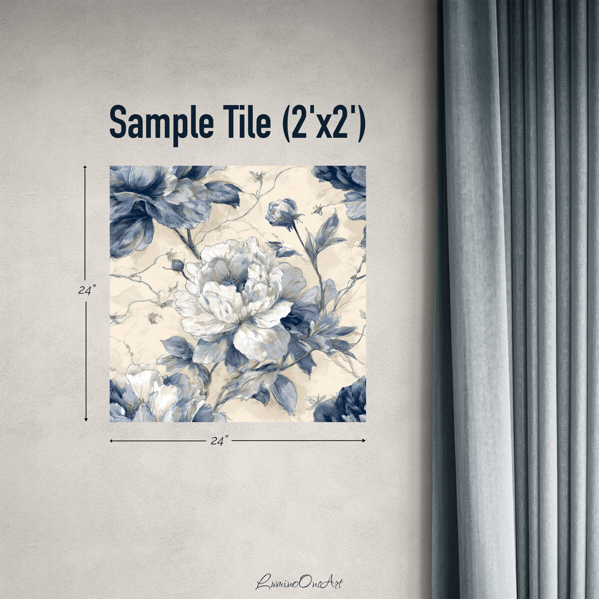 Classic Blue Peony Toile Wallpaper - Peel and Stick Removable Wallpaper with Fresh French Country Floral Pattern