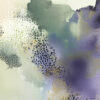 An abstract painting of a biophilic study in olive and mint green and dark plum color accents