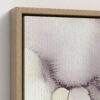 Sage green and purple abstract washes wall art in a biophilic style, in a natural wood floating frame canvas print